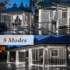Solhice LED Curtain Lights Outdoor 30ft x10ft Cool White, 720 LED Plug in - Image 3