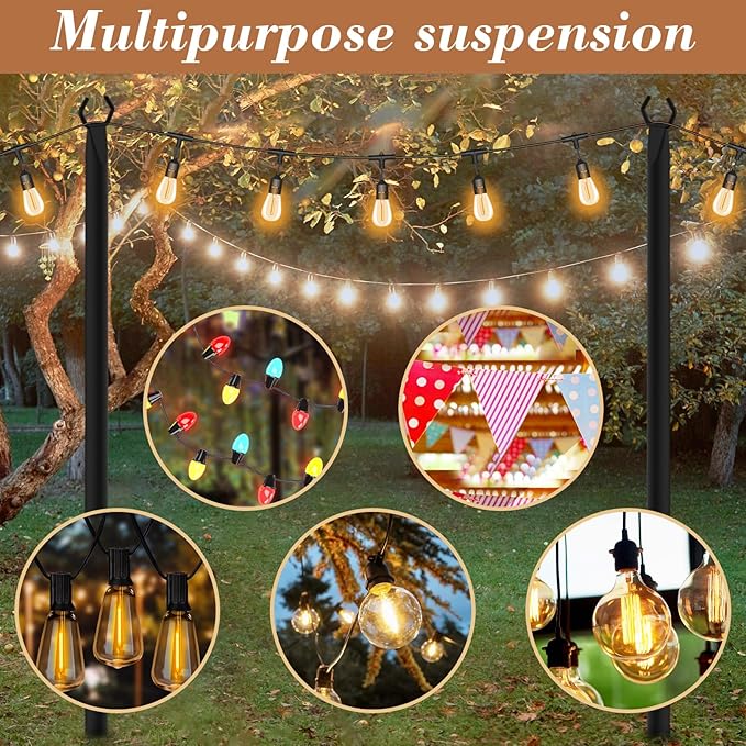 NUERPO String Light Poles, Metal Poles - Image 3