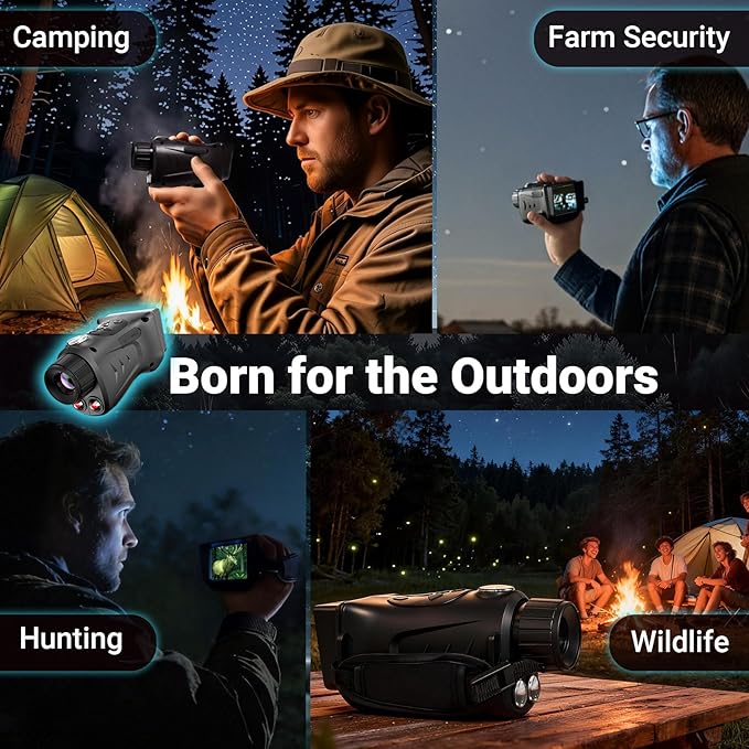 Sheawasy Night Vision Monocular, 2.8" Large Screen, 850nm Dual IR, 8GB Memory - Image 6