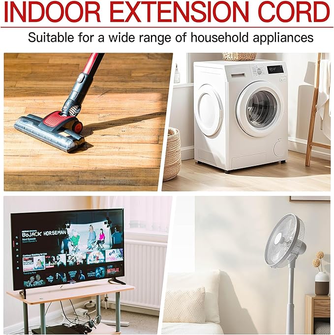 16/3 Short Extension Cord 1 FT 2 Pack, Indoor 3 Prong Power Cable, Suitable - Image 7