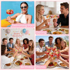 PLULON 24 Pcs Pink Champagne Martini Glasses Set 10 Oz Plastic Ribbed Coupe Cup - Image 5