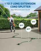 DEWENWILS Outdoor Extension Cord 1 to 3 Splitter, 19FT Total Length, 4 Grounded - Image 2