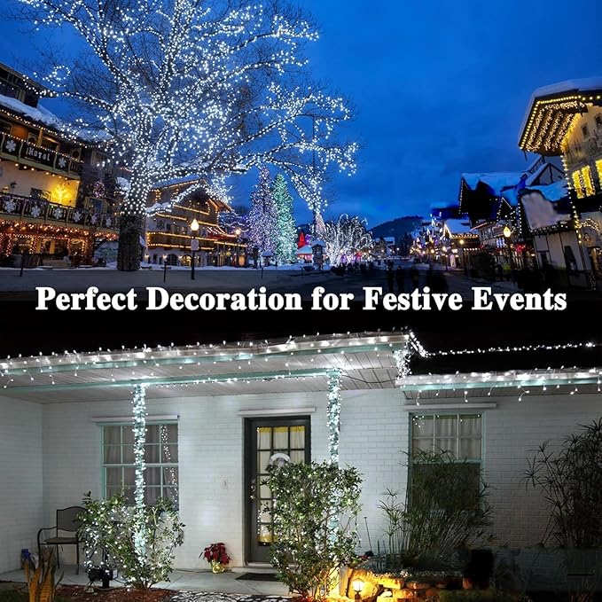 180FT 500LED Extra-Long String Lights Indoor Outdoor Clear Wire, Cold White - Image 5