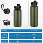 VEGOND 32 oz Insulated Water Bottle Bulk Stainless Steel Metal Water Bottles - Image 4