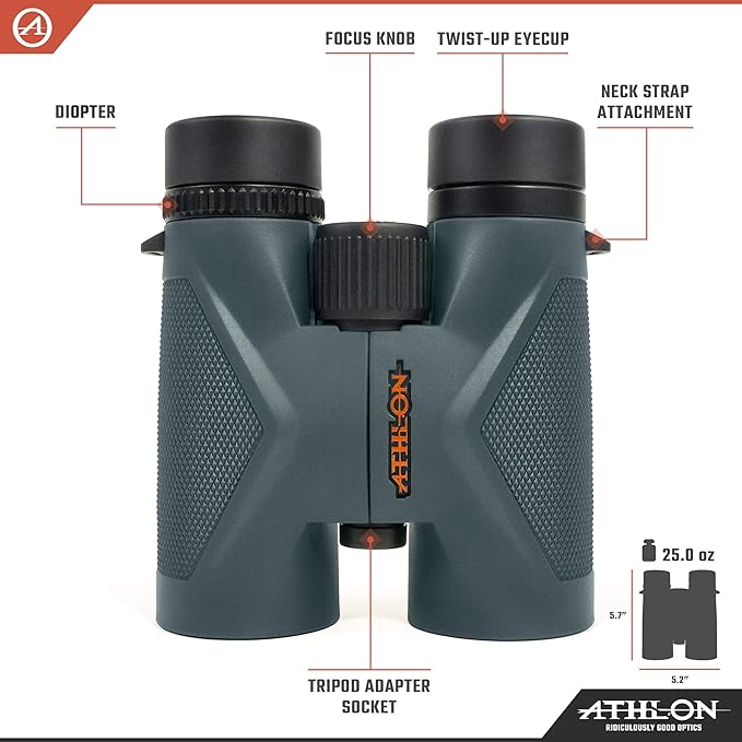 Athlon Optics 8x42 Midas UHD Gray Binoculars - Image 2