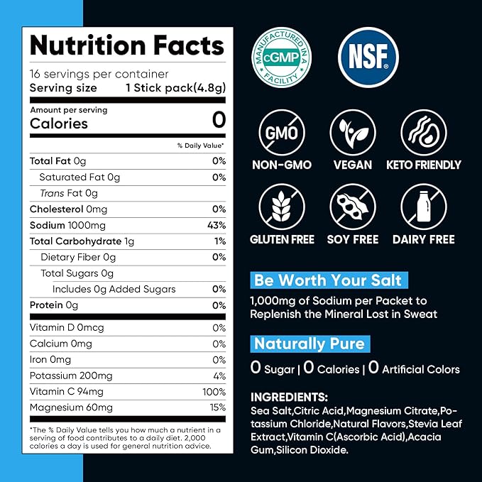 Venture Pal High Sodium Sugar Free Electrolytes Powder Packet, Zero Calories - Image 8