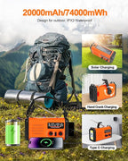 Emergency Crank Radio, 20000mAh / 74000mWh Solar Hand Crank Weather Radio - Image 6