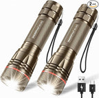WdtPro Rechargeable Flashlights High Lumens, 2 Pack 10H Long Lasting Super by WdtPro