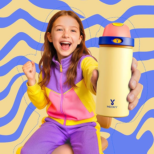 18 oz Kids Water Bottle for School: Meoky 18 oz Stainless Steel Insulated Water - Image 2