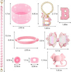 9PCS Pink for Stanley Cup Accessories Set Bling Initials Bow Charms for Stanley - Image 3