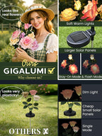GIGALUMI Solar Lights Outdoor for Garden Decor, 3 Pack Solar Flower Lights - Image 2