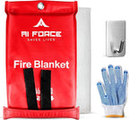 AI FORCE Fire Blanket with Gloves & Hooks – Fireproof Emergency Safety Blanket by AIFORCE