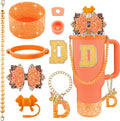 9PCS Orange for Stanley Cup Accessories Set Bling Initials Bow Charms for by Unknown