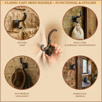 Mystic Colonial Medieval Wall Hooks Hand-Forged Black Coated | Rustic - Image 5