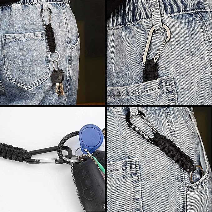 BRAVESHINE Paracord Keychain Carabiner Clip, D Ring Lanyard Hanger Stroller Hook - Image 4