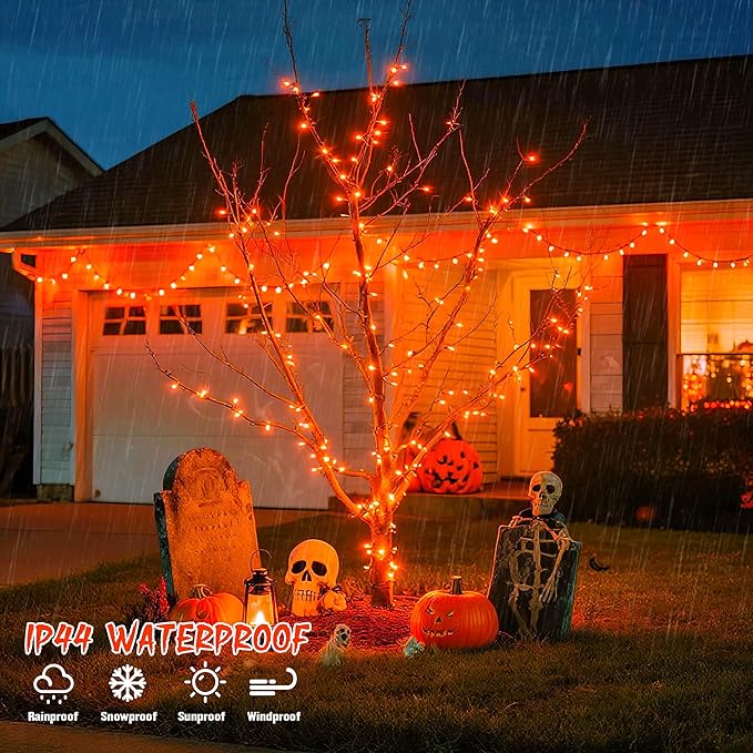 JMEXSUSS 200 LED Orange Halloween Lights Outdoor, 66ft Connectable Halloween - Image 7