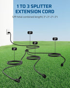 DEWENWILS Outdoor Extension Cord 1 to 3 Splitter, Total 12FT, 13A 125V 1625W - Image 2