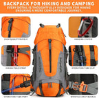 75L Hiking Backpack with Rain Cover Waterproof Camping Backpack Shoes Warehouse - Image 6