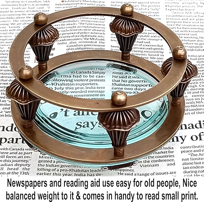 Antique Brass Magnifying Glass Lens - Image 6