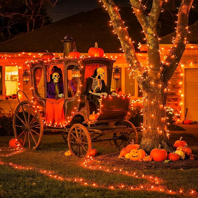 JMEXSUSS 200 LED Orange Halloween Lights Outdoor, 66ft Connectable Halloween - Image 2