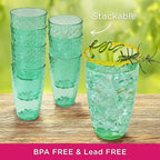 Kate Aspen Hammered Teal Plastic Drinking Glasses Set of 8, 23 oz, Acrylic - Image 4