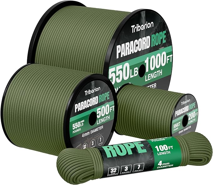 Paracord Rope 550 lb - 1000ft 5/32" Parachute Cord 4MM 7-Strand para Cord - by Triberion