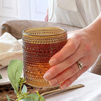 Kate Aspen Beaded Amber Drinking Glasses Set of 6-10 oz Vintage Glassware - Image 3