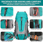75L Hiking Backpack with Rain Cover Waterproof Camping Backpack Shoes Warehouse - Image 6