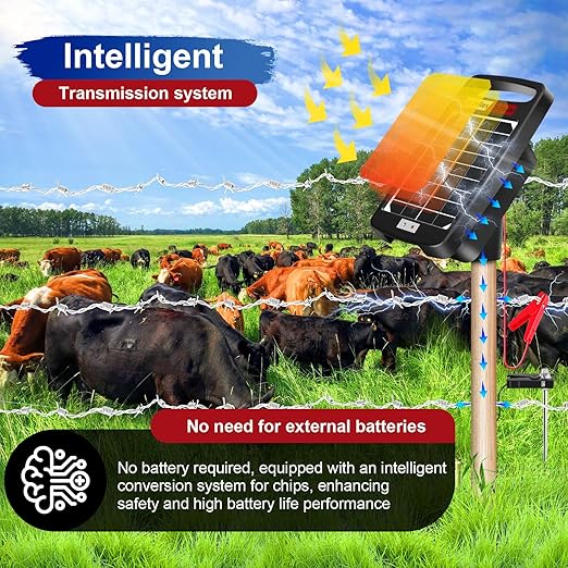 20 Miles Solar Powered Electric Fence Charger – 0.32J Output, 24/7 Day/Night - Image 2