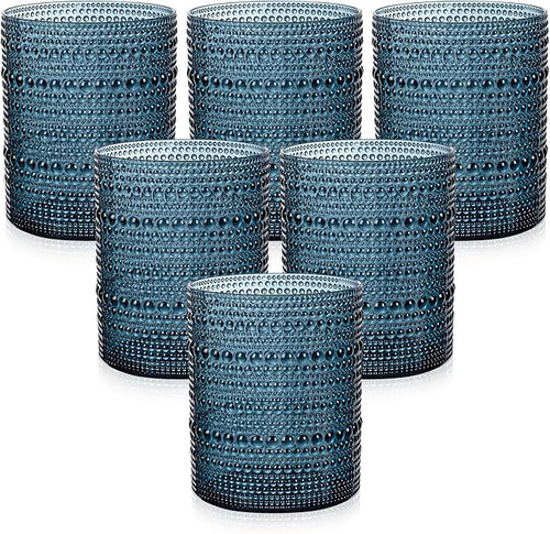 18PCS Hobnail Plastic Drinking Glasses - 14Oz Beaded Mixed Drinkware Sets by Joyido
