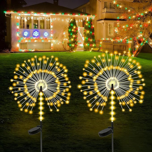 2 Pack 250LED Solar Garden Lights Outdoor, Dual Lighting Modes Firework Lights by Lanthium