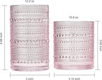 Khen Hobnail Beaded Highball Drinking Tumbler Glasses | Set of 12 | Pink Blush - Image 5