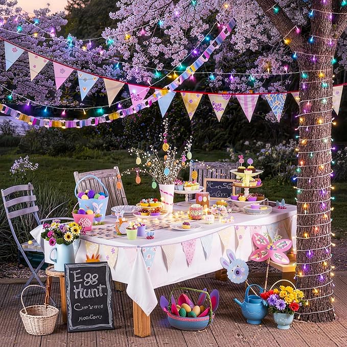 JMEXSUSS 33ft 100 LED Easter Lights Battery Operated, Outdoor Indoor Pastel - Image 7