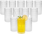 Vintage Hobnail Drinking Glasses Set of 12, 16 oz Large Capacity Embossed Clear by Unknown
