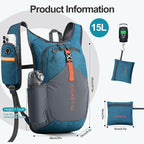 FIORETTO 15L Hiking Backpack for Women Men Mini Packable Backpack Lightweight - Image 5