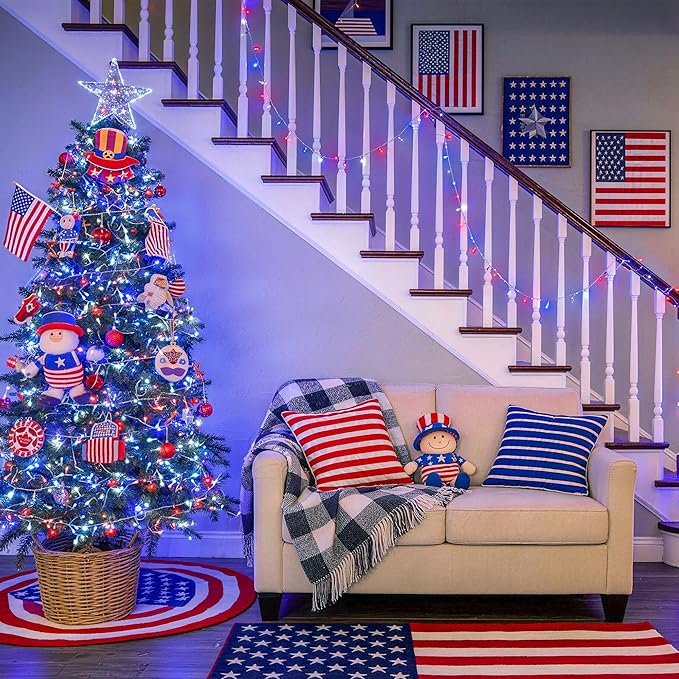 JMEXSUSS 33ft 100 LED Red White and Blue Lights Outdoor, 4th of July Lights - Image 5