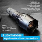TacLight 3 Pk Tactical Flashlights High Lumens 40x Brighter than Regular Flash - Image 7