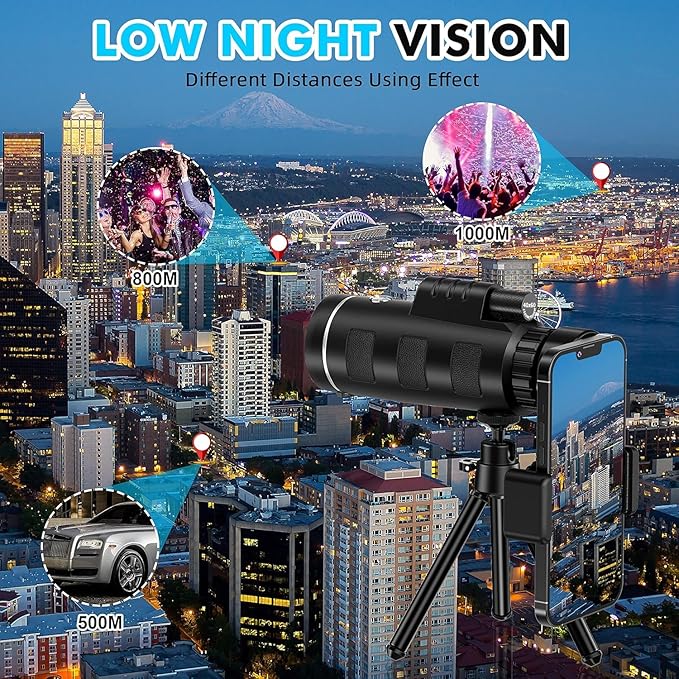 40x60 Monocular Telescope with Smartphone Adapter and Telescope Case High - Image 7