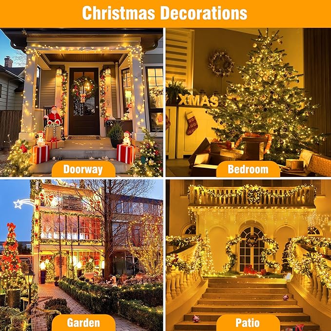 ASENEK Extra Long Christmas Tree Lights 197FT 600 LED Connectable 8 Modes - Image 8