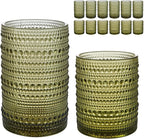HomeVogue Vintage Hobnail Drinking Glasses Set of 12, 15 oz Highball Glasses & by HomeVogue