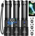 TrixHub Rechargeable Flashlights 3 Pack, Super Bright High Lumens Flash Light by TrixHub