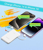 miisso 6000mah Ultra Slim Built in Cables Power Bank, Card Size Built in USB C - Image 5