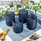 YOUBET 24PCS Plastic Hobnail Drinking Glasses - 14 Oz Blue Vintage Glasses - Image 2