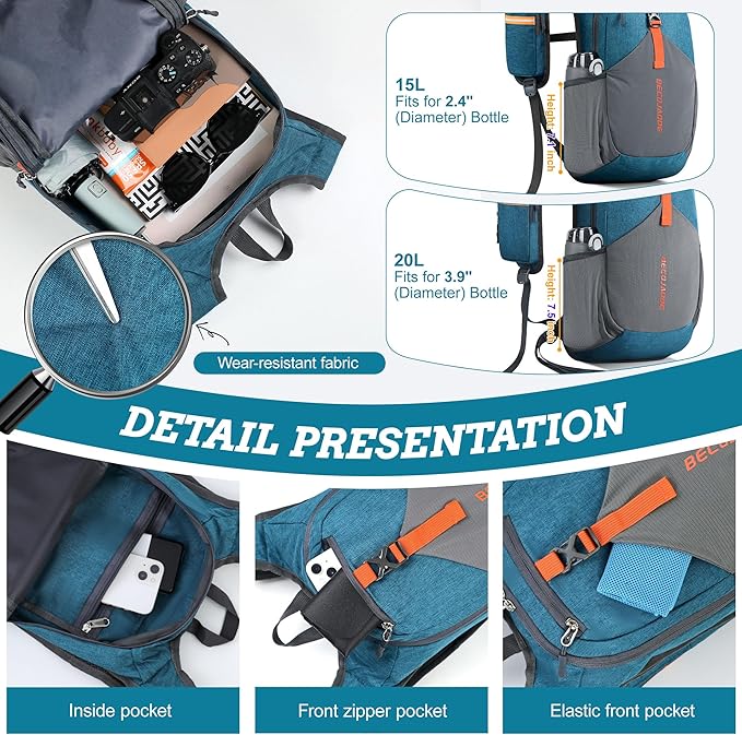 BECOJADDE 15L Small Hiking Backpack - Image 3