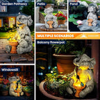 GIGALUMI Solar Garden Statues Bird Bath Elephant 9", Loving Elephant Decor - Image 5