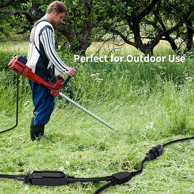 2 Way Power Cord Splitter Cable 10 Ft-3 Prong 1 to 2 Extension Cord-Outlet - Image 2