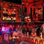 iBaycon Solar Halloween Lights, 27Ft 10 LED Bulbs Flickering Flame String Light - Image 2