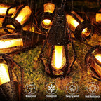 iBaycon Solar Flame Lights, 42Ft 15 LED Bulbs Flickering Flame String Light - Image 6