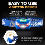 Foxelli USB-C Rechargeable LED Headlamp – Super Bright, Lightweight Head Lamp - Image 5