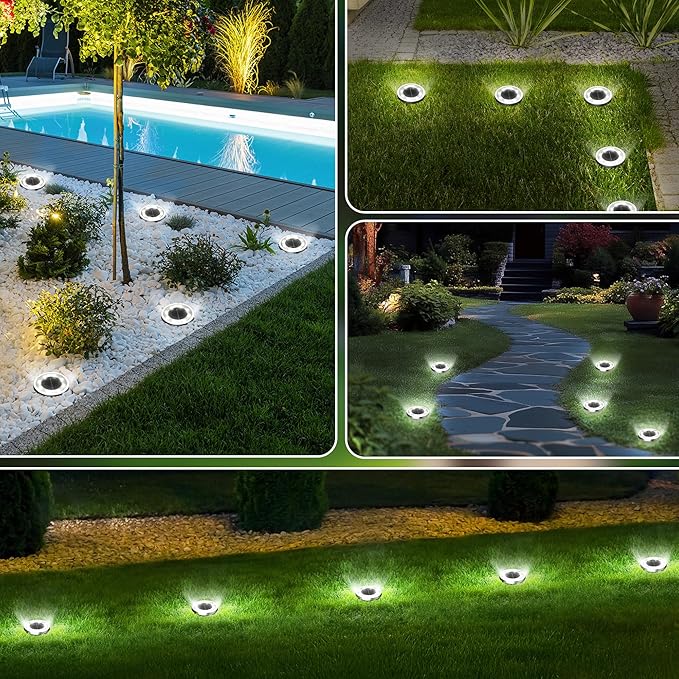 INCX Solar Ground Lights, 24 Pack Solars Light Outdoor Waterproof, Solar Garden - Image 4